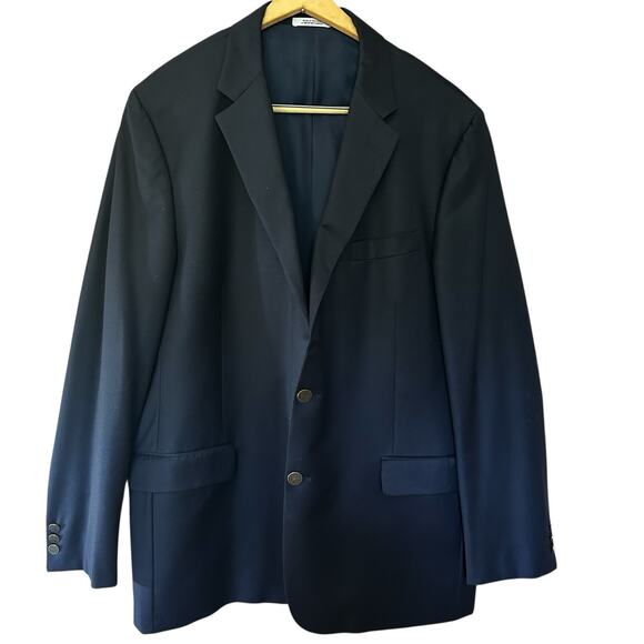 HICKEY FREEMAN Men’s 100% Wool Navy Milburn II Blazer Sport Coat Jacket Sz. 48L - Picture 1 of 13